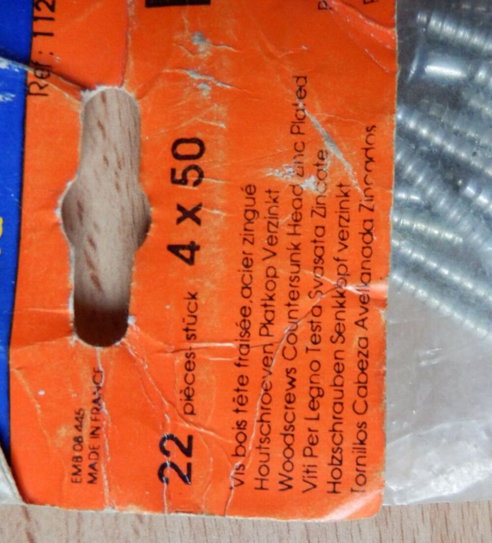 Vis (22) bois t&ecirc;te frais&eacute;e fendue &Oslash; 4 x 50 mm : NEUVE Bricolage
