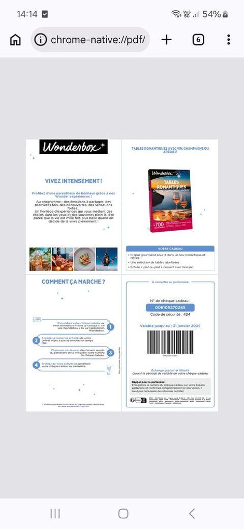 Wonderbox  tables romantique 80 Moulineaux (76)