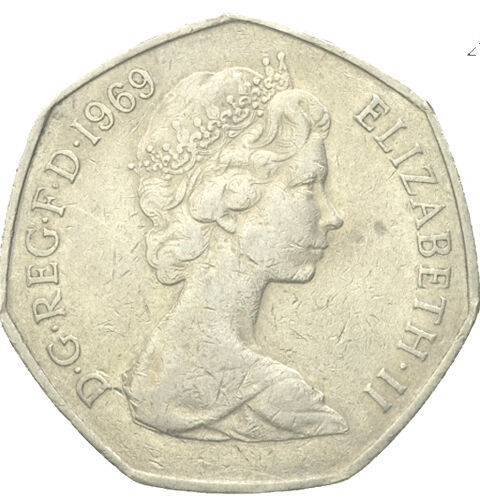 Pièce 50 pence Royaume-Uni 1969 Hem (59)