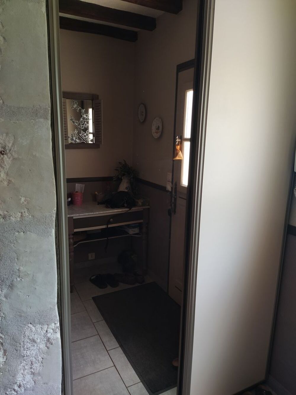 portes coulissantes ( 2 cr&eacute;me et 1 miroir) tour acier bronze Bricolage