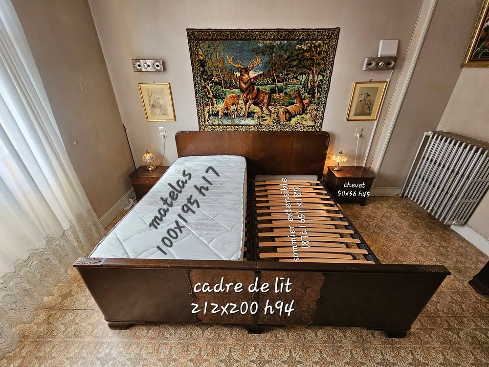 Chambre compl&egrave;te 1960 plaqu&eacute; noyer et loupe Meubles