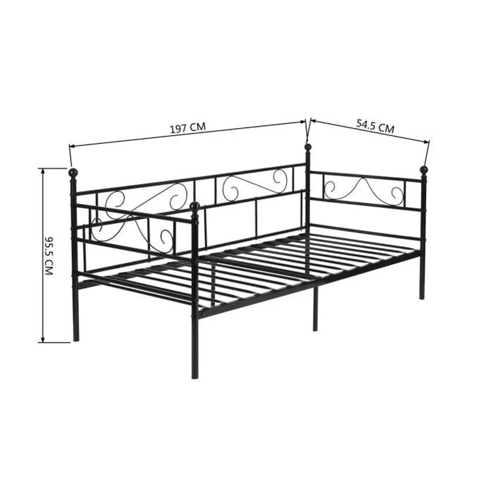  banquette lit fer forg&eacute; noir 90 / 190 . Meubles