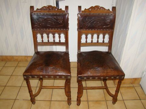Chaises en cuir  Epoque Art Nouveau - � l'unit� 50 Gargenville (78)
