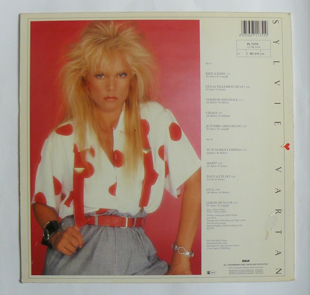 LP Sylvie VARTAN : Virage - RCA PL 71175 - 1986 CD et vinyles