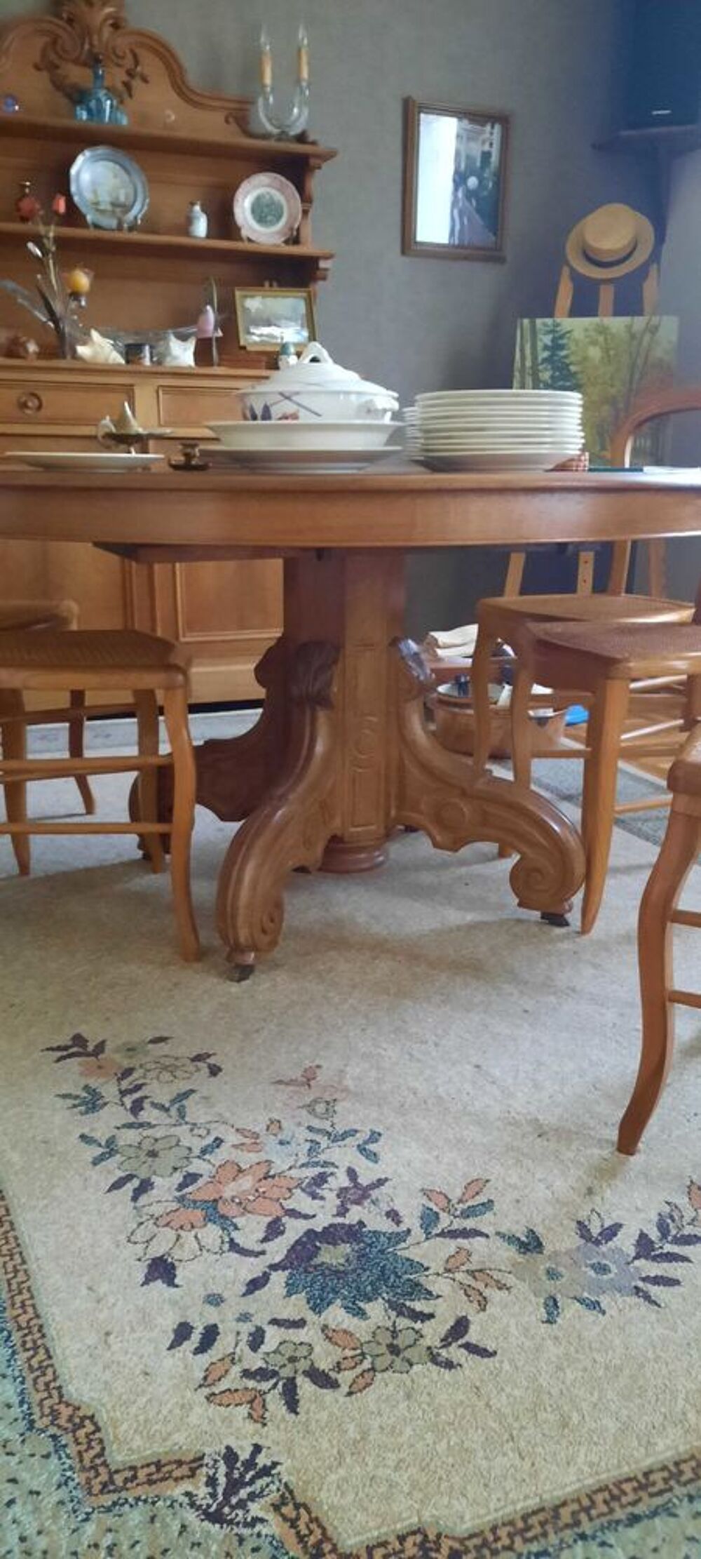 table s&eacute;jour bois massif - pied central Meubles