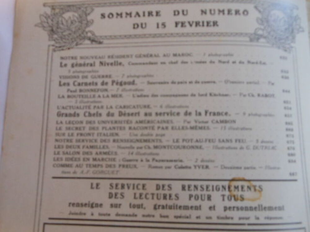 lecture pour tous du 15 fevrier 1917 Livres et BD