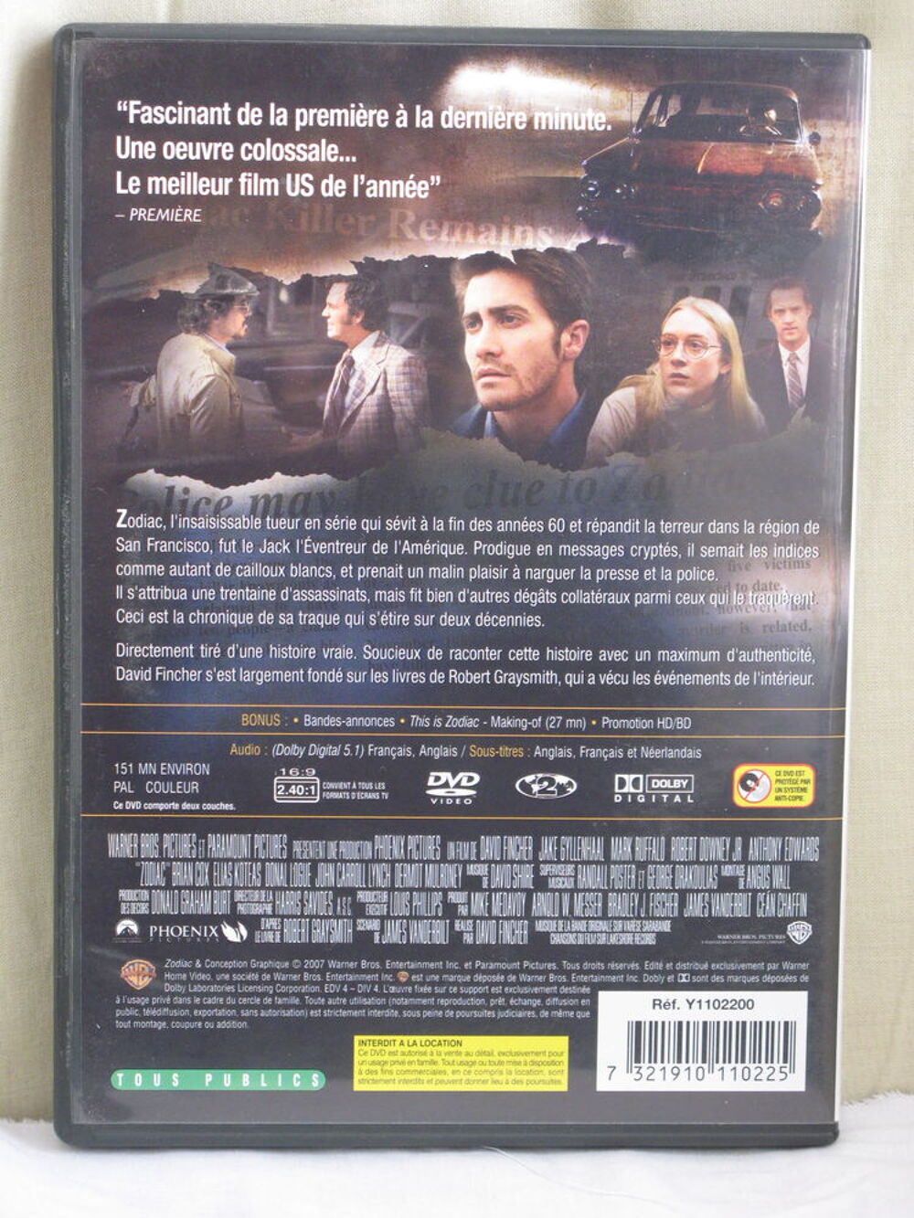 zodiac DVD et blu-ray
