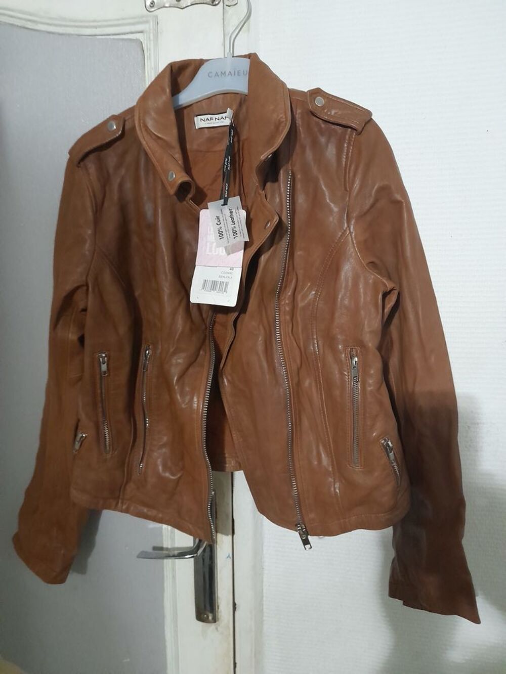 Blouson perfectio Naf Naf 100% cuir d'agneau neuf Vêtements