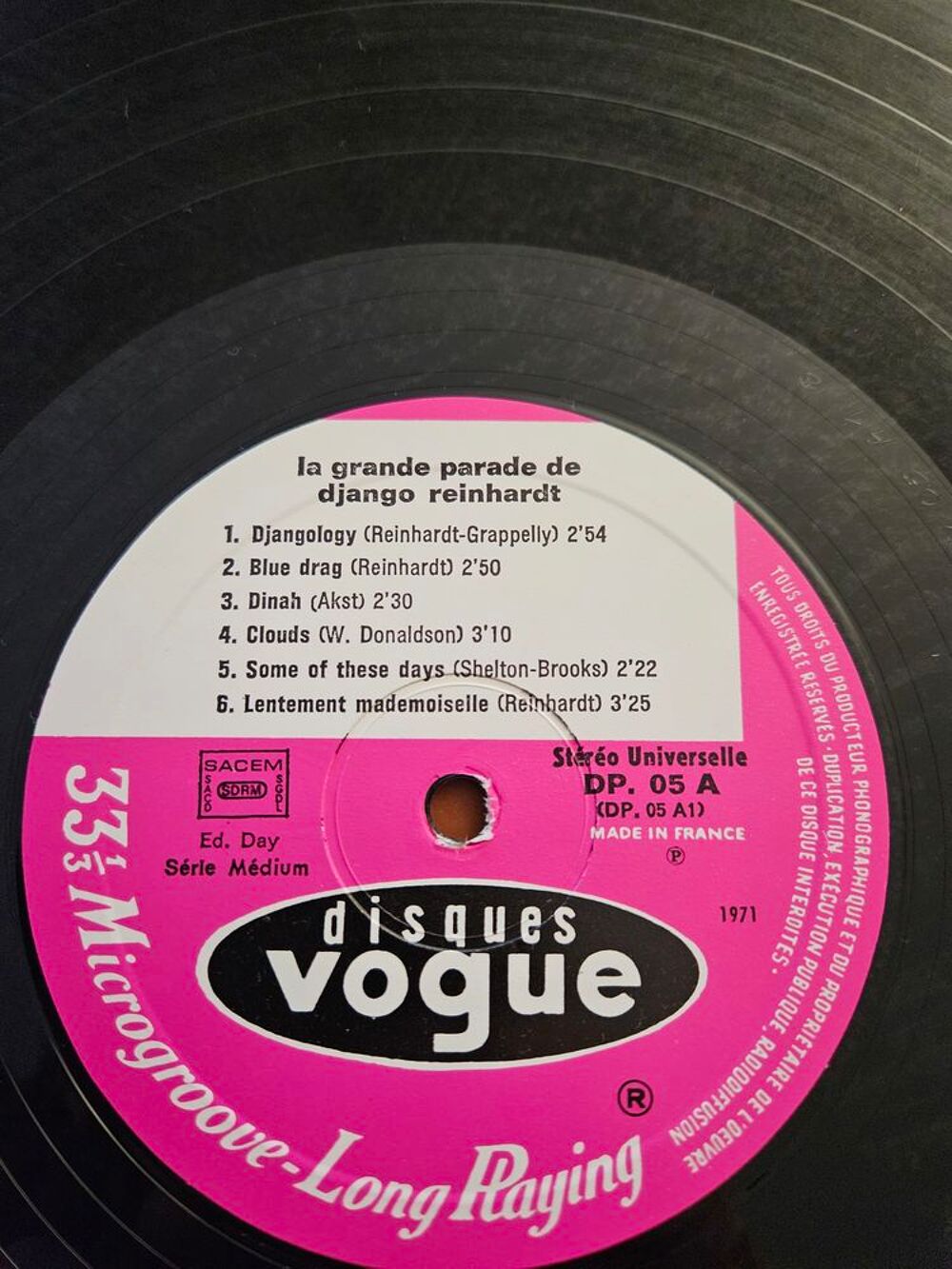La grande Parade de Django Reinhardt 2 vinyles 1971 CD et vinyles
