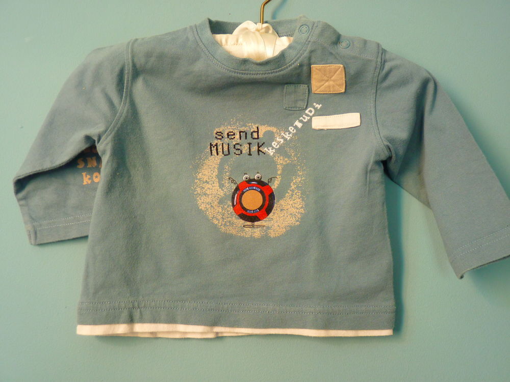 T-shirt gar&ccedil;on compagnie des petits 12 mois bleu TBE Vtements enfants