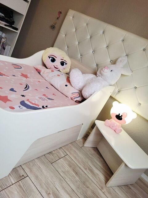 Lit enfant 70x140 cm avec chevet + tiroir 100 Lorient (56)