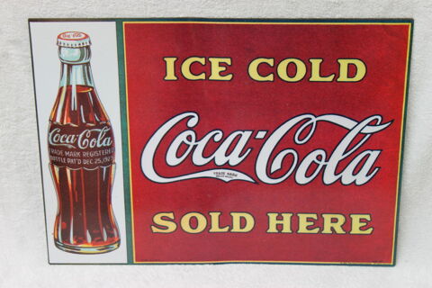 Plaque publicitaire en mtal Coca-Cola  9 Montigny-Lencoup (77)