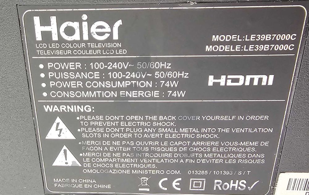 TV Haier 32" LED €" LE39B7000C €" Fonctionne parfaitement Photos/Video/TV