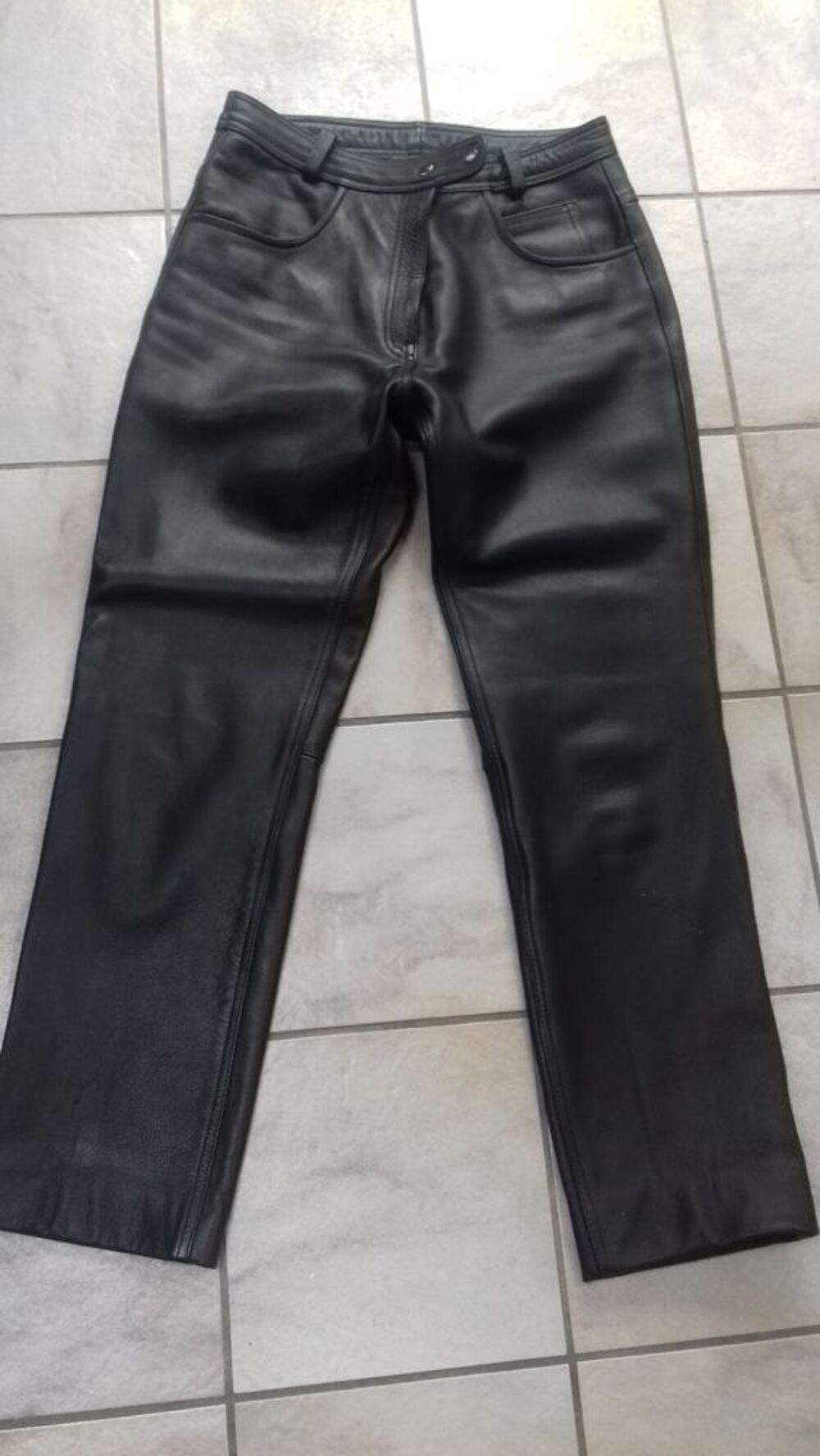 pantalon en cuir noir femme Vêtements