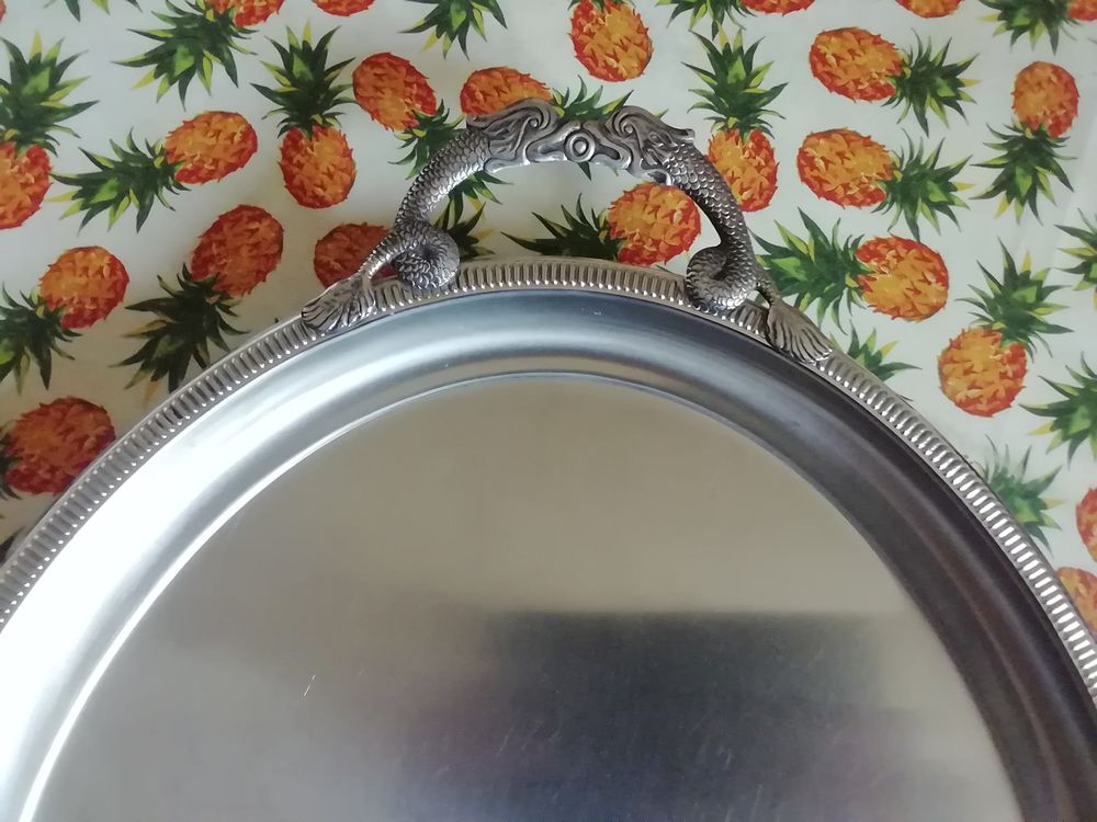 Grand plateau inox des ann&eacute;es 50 /60 Cuisine