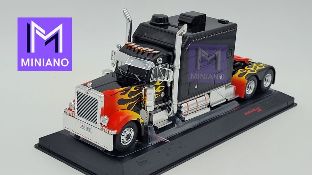 CAMION PETERBILT 379 CUSTOM 2002 NOIR AVEC FLAMMES IXO 1/43 