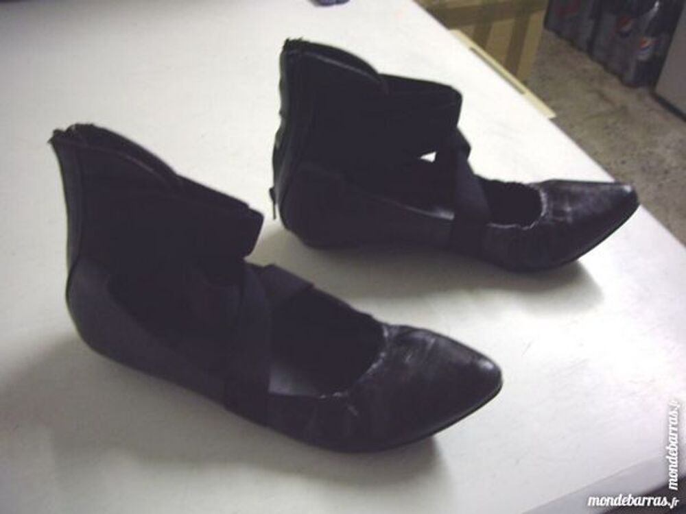 Ballerines hautes Noir &agrave; tirettes pt 39 Chaussures