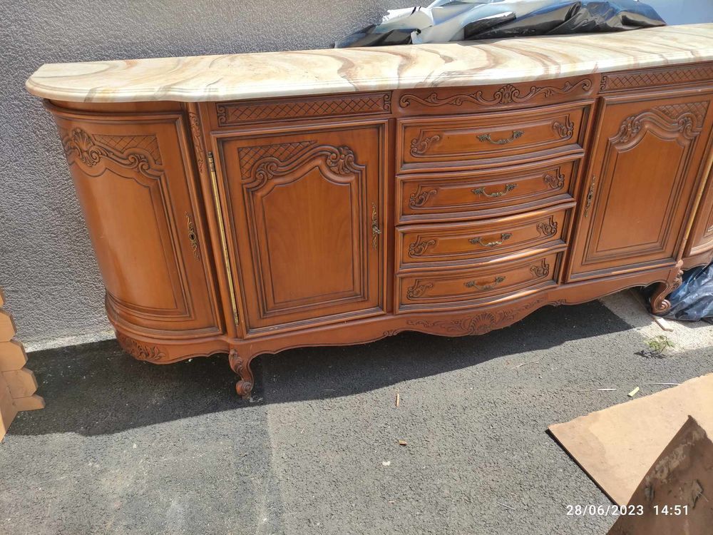 buffet bas en merisier et dessus marbre de Carrare Meubles