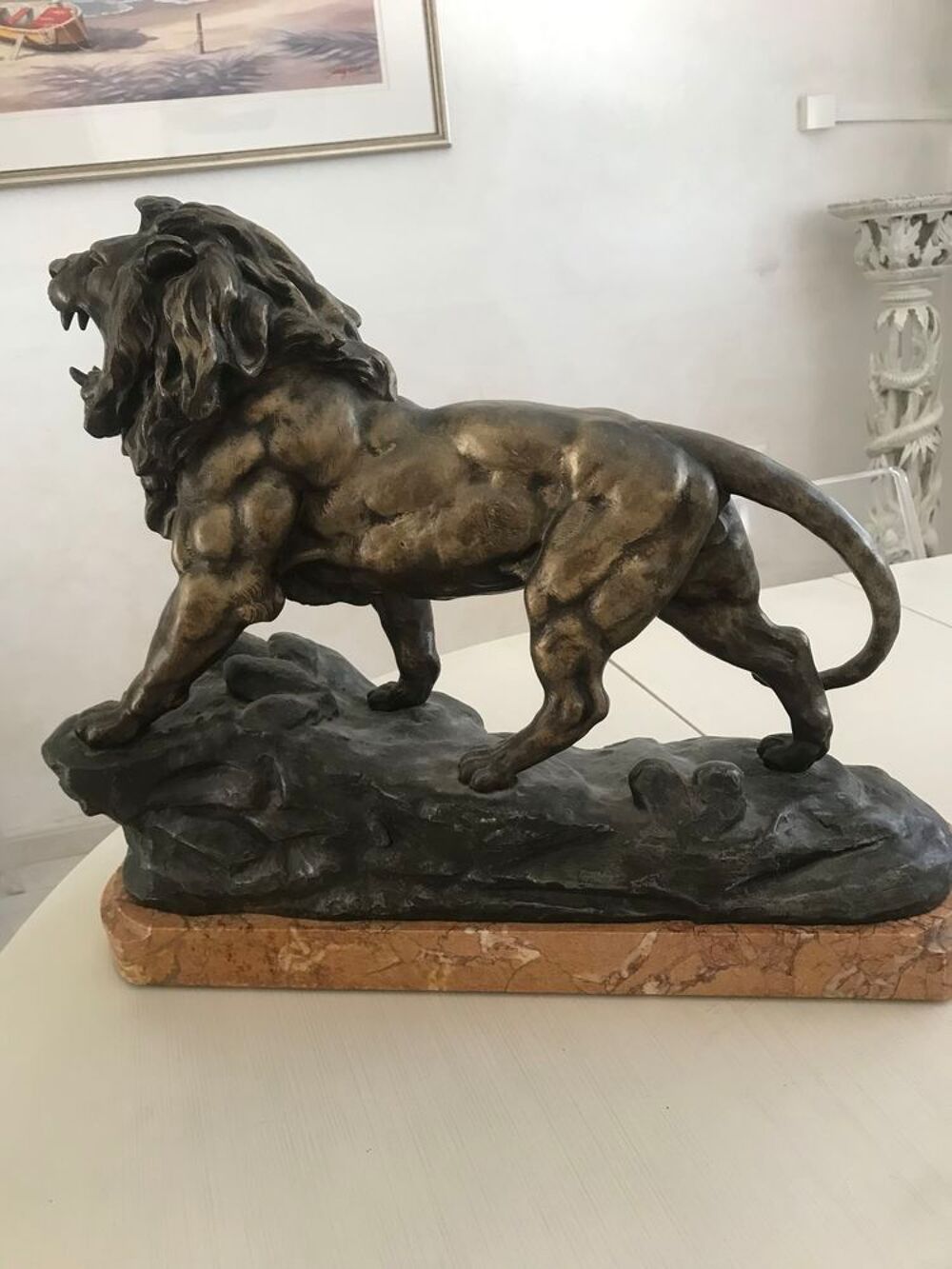 Sculpture statue de LION Dcoration