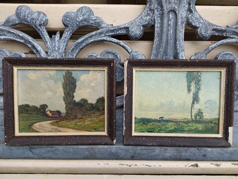 Tableaux Pendants Paysages Campagne Signé Ben.. 160 Loches (37)