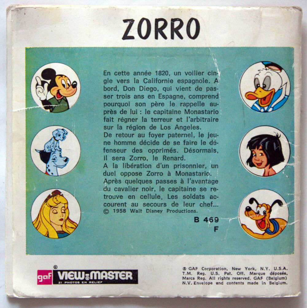Pochette disques View master ancien ZORRO 