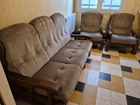 un canapé convertible et deux fauteuils en chêne Tonneins (47)