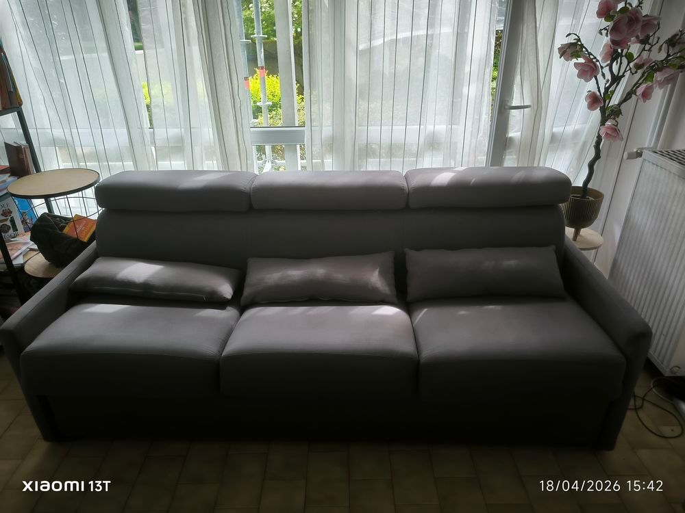 Canap&eacute; lit 4-5 placesMOON XXL tissu gris Meubles
