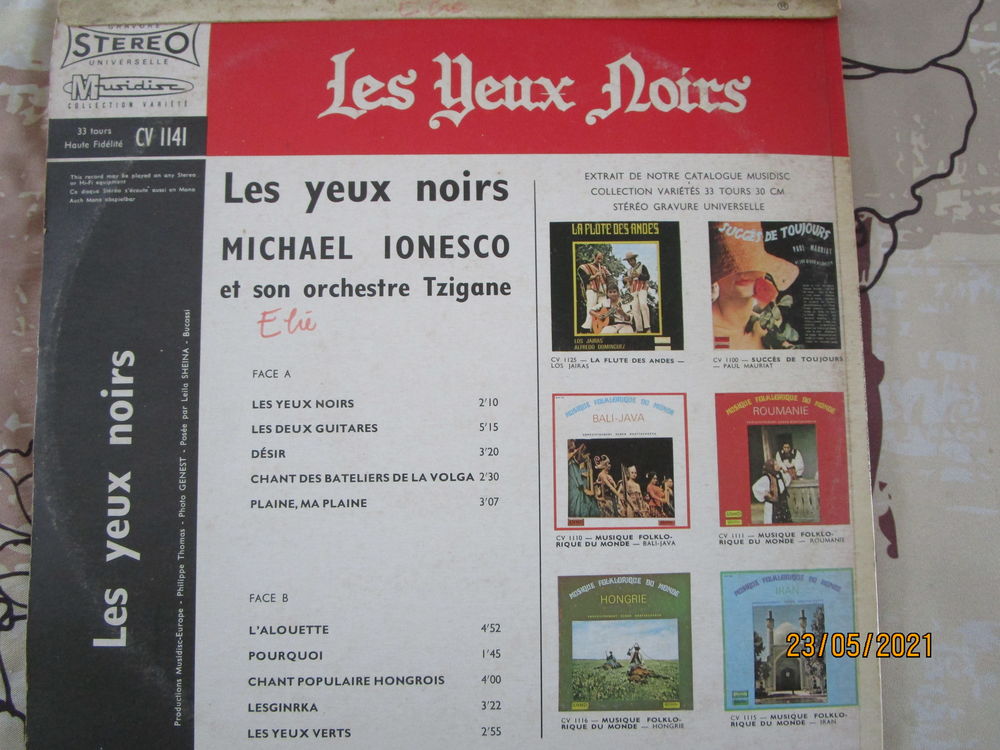 disque vinyle de "les yeux noirs" MICHAEL IONESCO et son or CD et vinyles