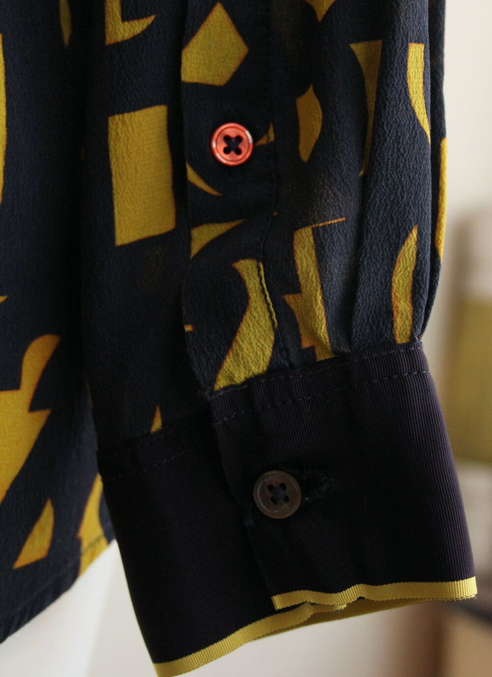 Top Chemise soie jaune et bleu PAUL SMITH T.40 Vêtements
