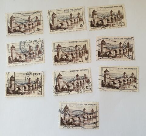 Timbre France  1955 Pont Valentr  Cahors 12 F 0.50 euro 0 Marseille 9 (13)