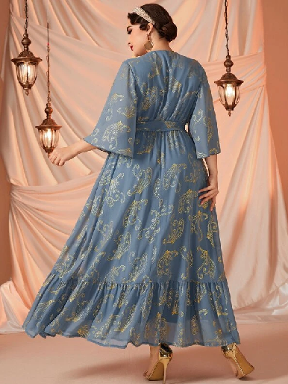 Robe Bleue Or SH*** soir&eacute;e 3XL Curvy ronde forme maison mod Vêtements