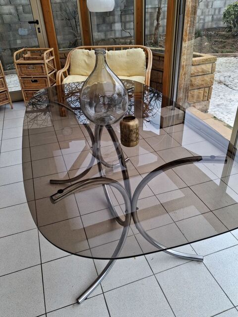 Grande table Verre & pied métal chromé - 180x98 cm Corbas (69)