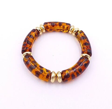Bracelet élastique, perles tubes incurvées, acrylique 
Viroflay (78)