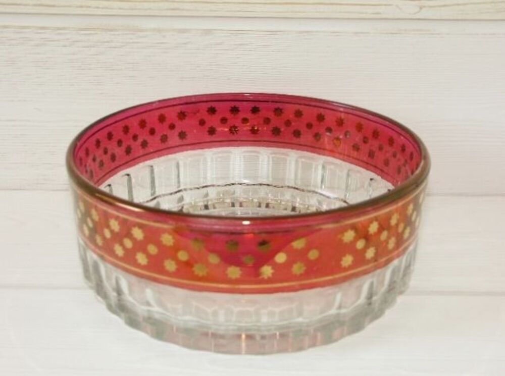 Saladier en verre Vintage des ann&eacute;es 50 - BON ETAT Décoration