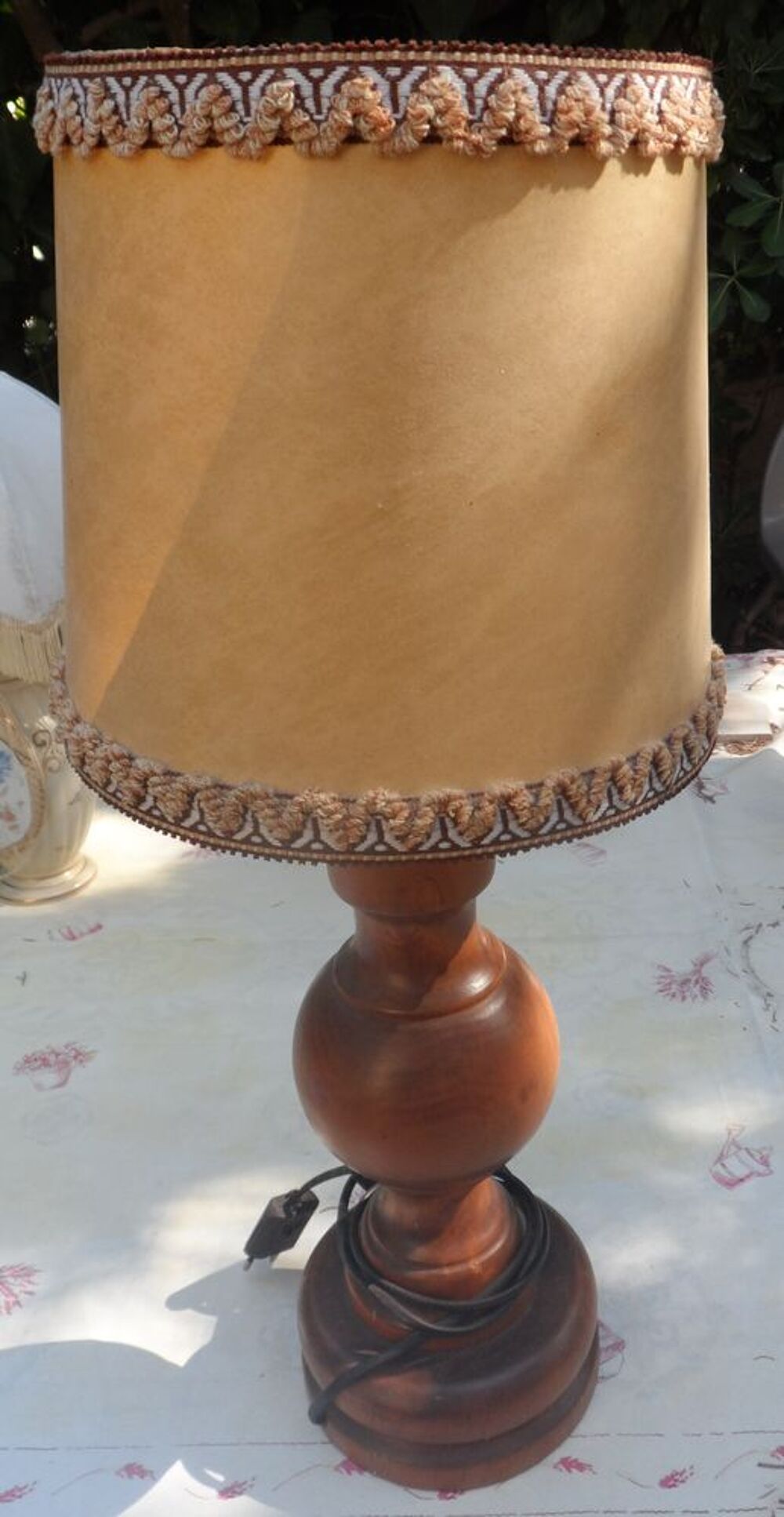 Lampe de chevet en bois H 40 cm et 60 cm avec l'abat-jour Décoration