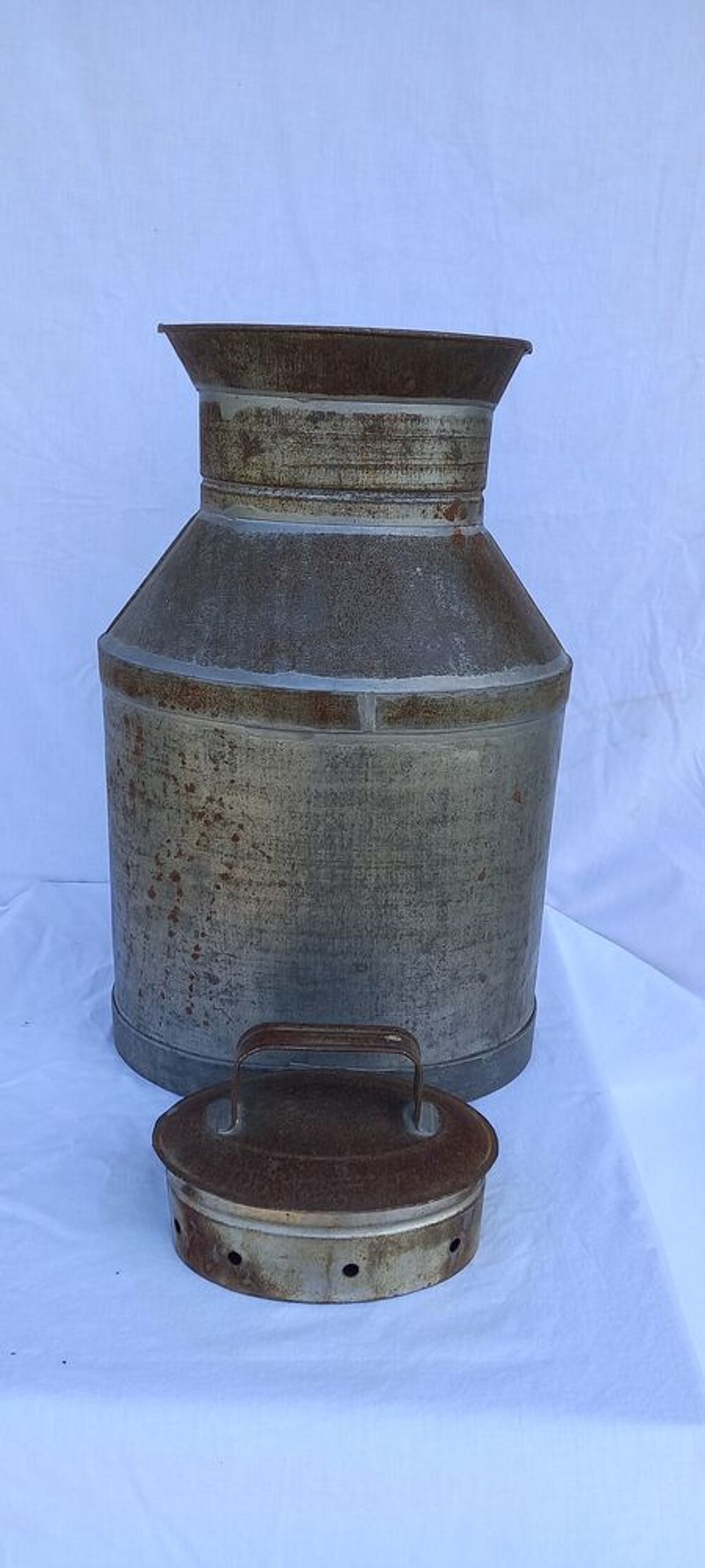 Ancienne boille &agrave; lait de transport 15-20 litres zinc Décoration