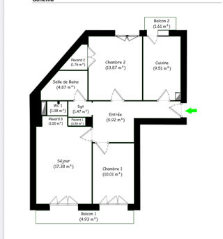  Appartement � louer 3 pi�ces 71 m�