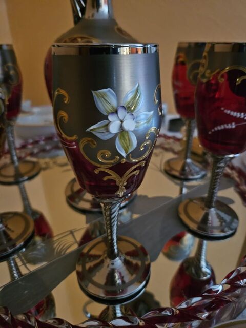 CRISTAL DE MURANO VINTAGE (1981) 6 verres + plateau+cruche 0 Curgy (71)