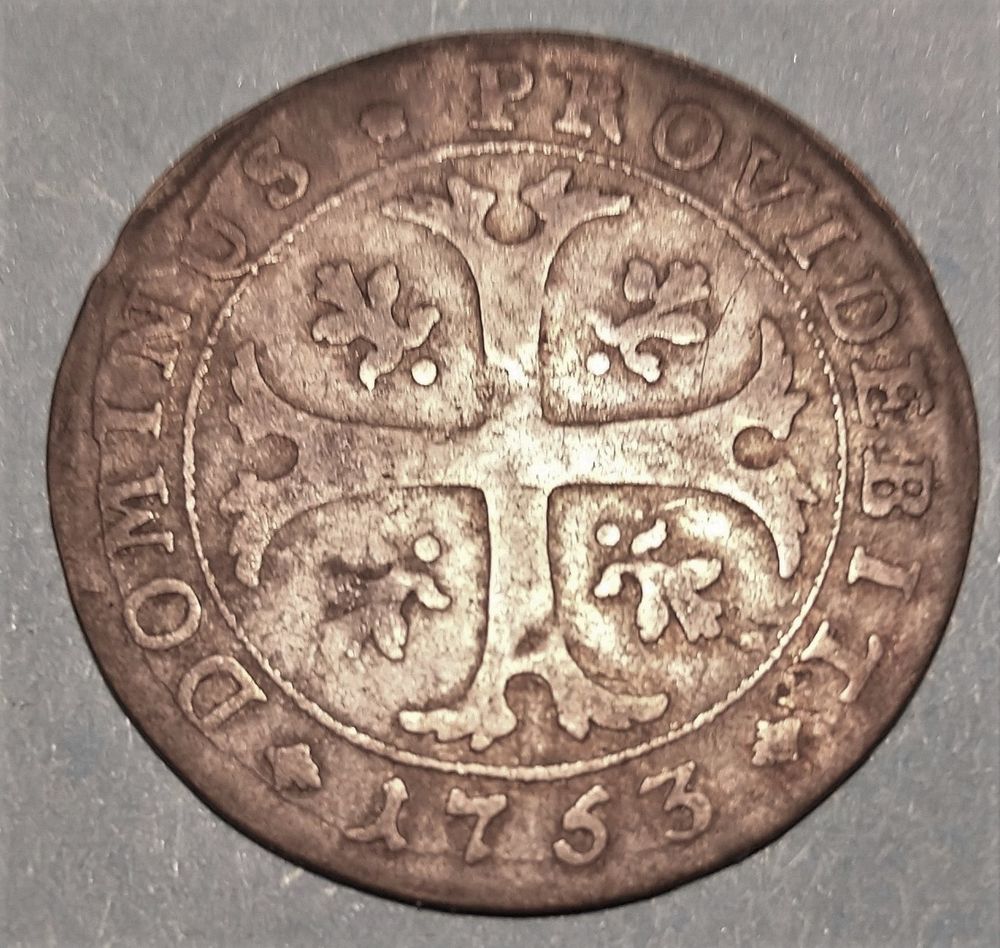 Monnaie Suisse 1753 Canton de Berne RARE Billon 1/2 Batzen 