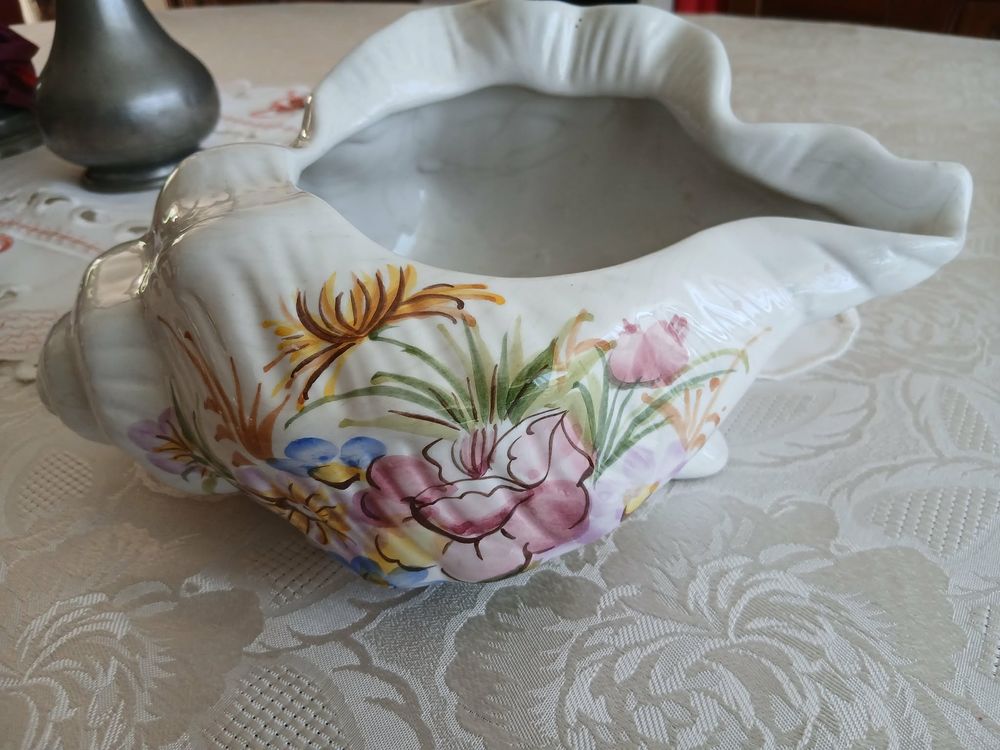  Grand coquillage porte serviettes fa&iuml;ence fond de merN&deg;1460 Décoration