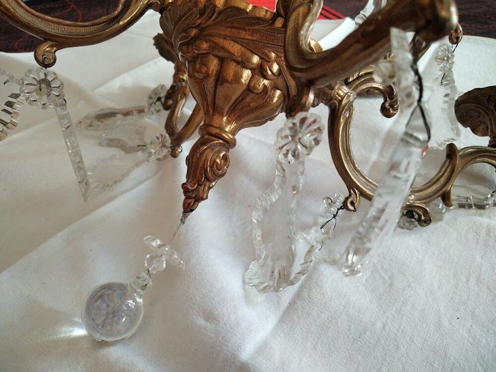 Lustre bronze et cristal Décoration