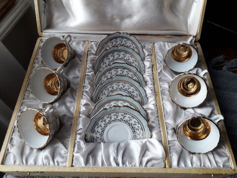 Coffret tasses  caf moka porcelaine L. Michelaud Limoges 200 Verneuil-sur-Vienne (87)