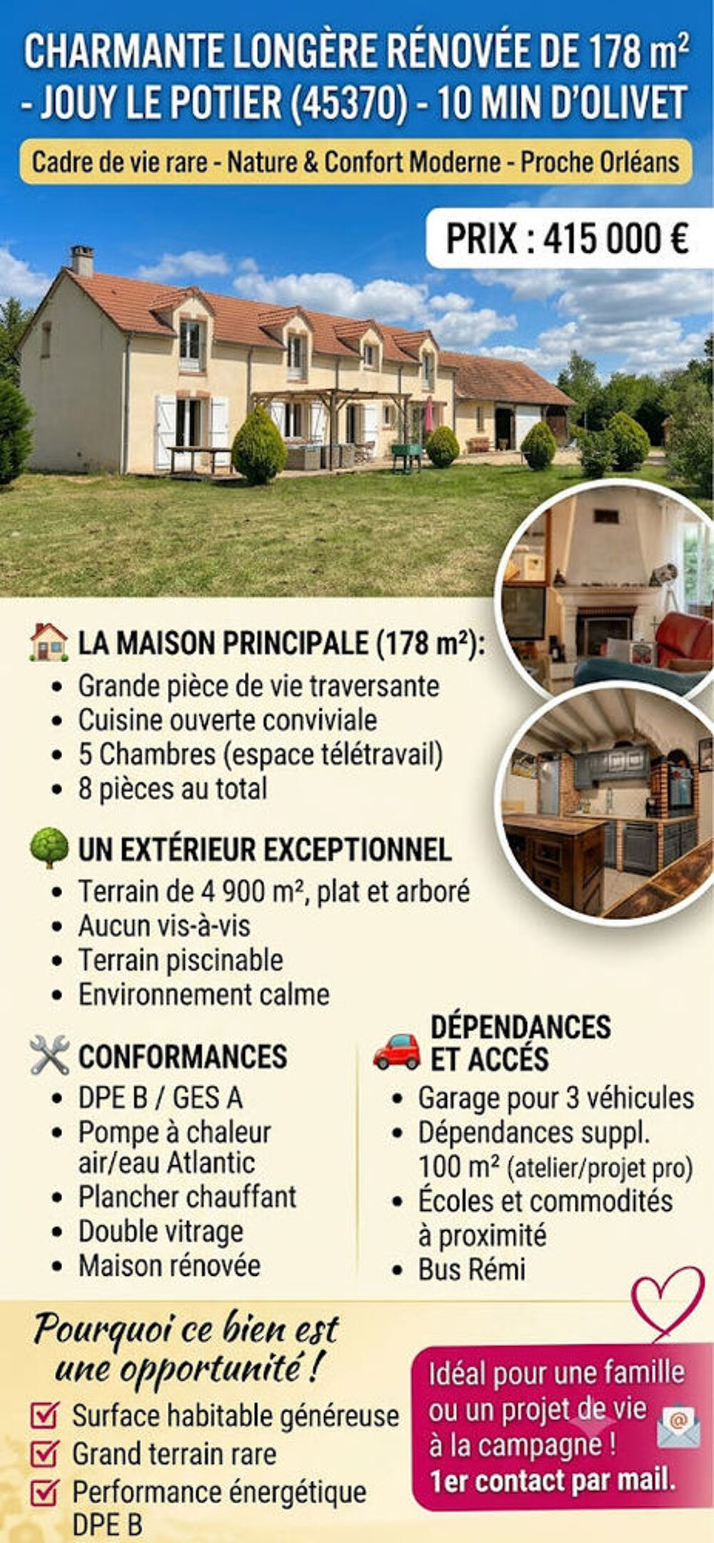 Vente Maison maison 5 chambres + dépendances Jouy-le-potier