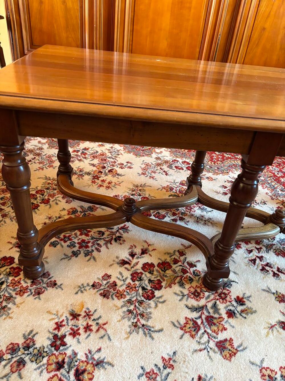 Table basse rustique en bois massif ? Pieds tourn&eacute;s ? Style Meubles