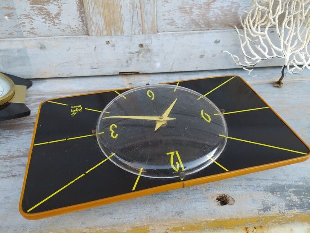 Ancienne Pendule Japy Noire et Jaune Vintage
