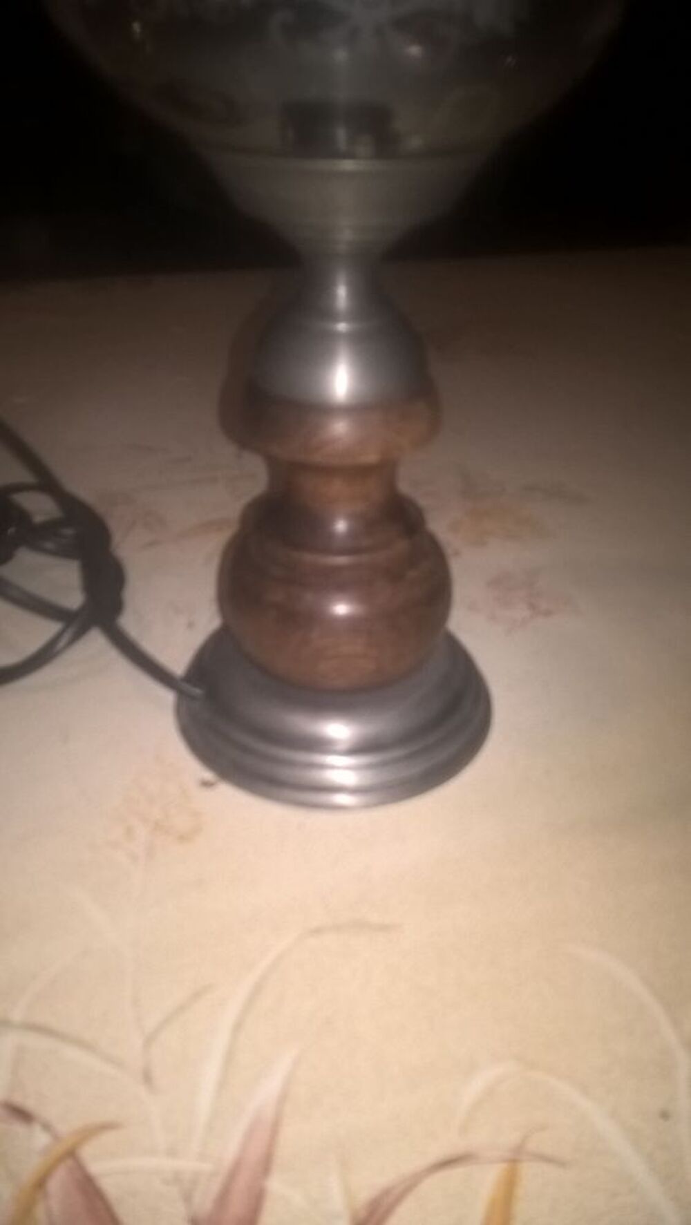 Lampe &eacute;tain/bois 1950. Décoration