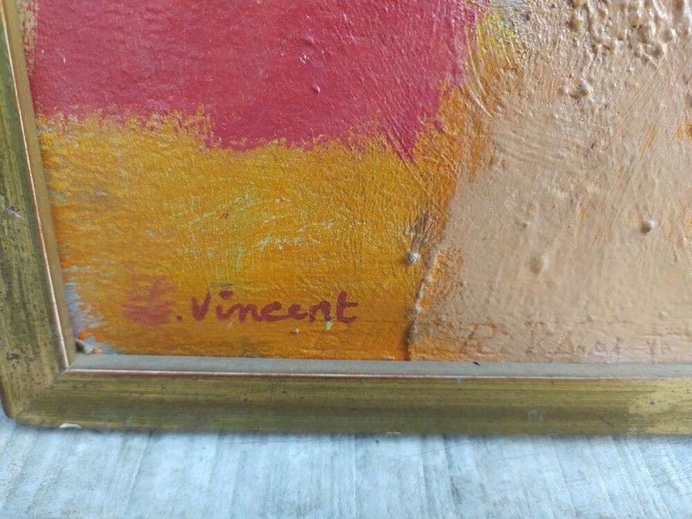 Tableau Bouquet de Fleurs Peinture &agrave; l'Huile Sign&eacute; Vincent Décoration