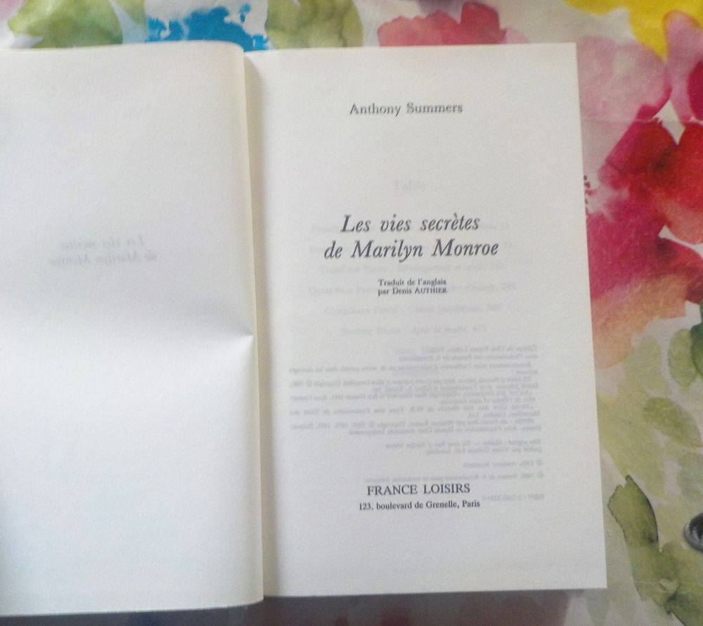 LES VIES SECRETES DE MARILYN MONROE Ed. France Loisirs Livres et BD