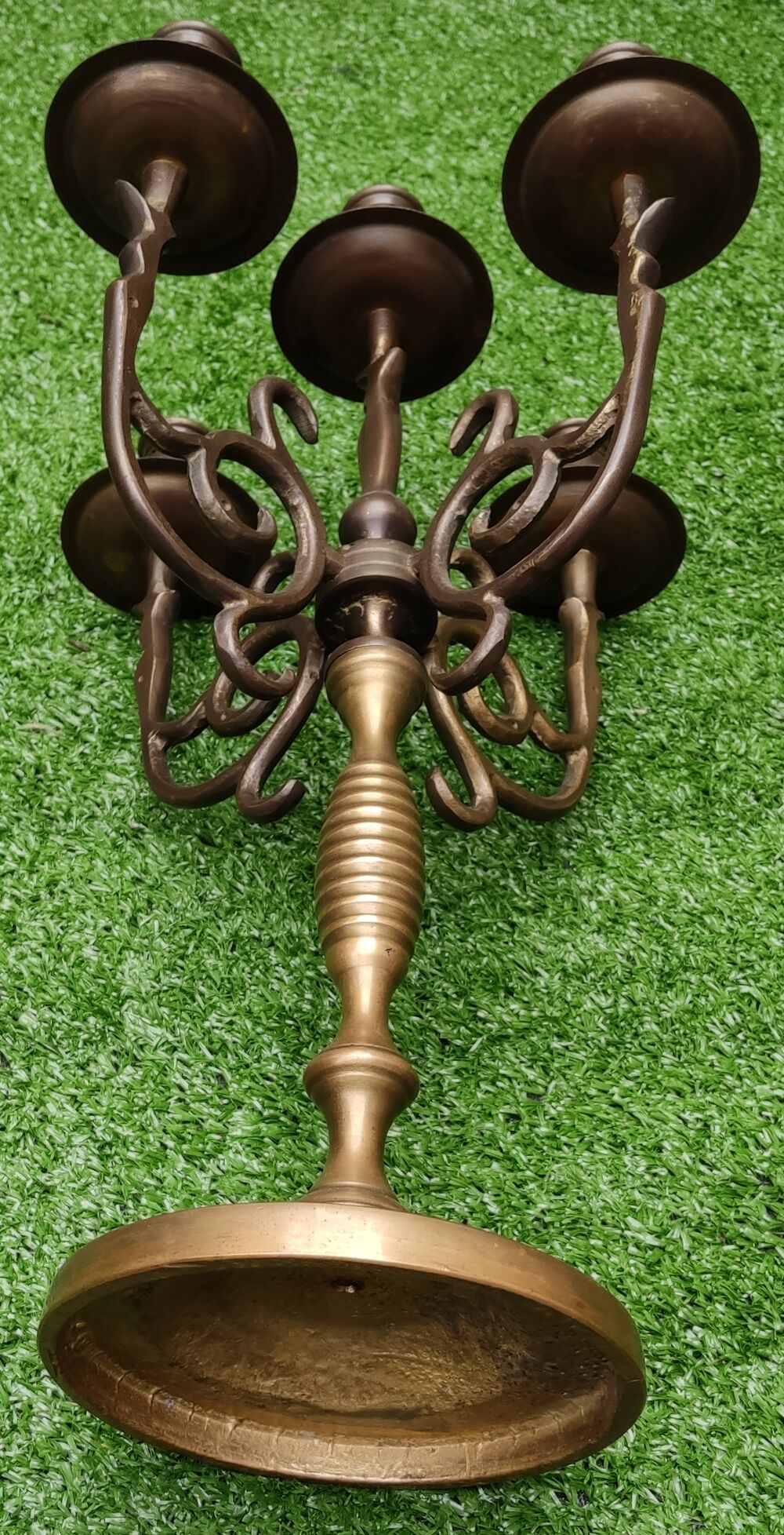 Cand&eacute;labre/ Bougeoir en Bronze Vintage. Décoration