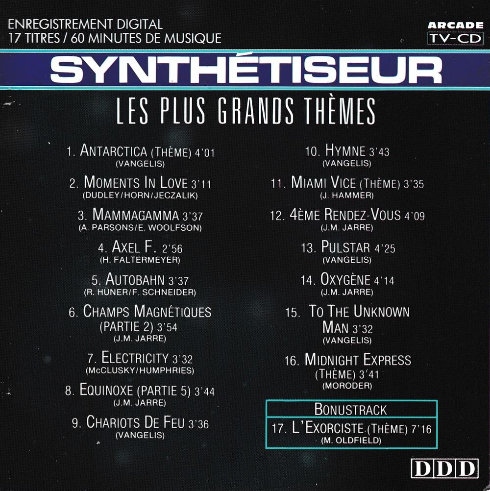 CD Synth&eacute;tiseur Les Plus Grands Th&egrave;mes Compilation CD et vinyles